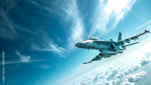 A fighter plane in the sky symbolizes military service and war. Concept Military Service, Fighter Planes, War, Symbolism, Sky photo