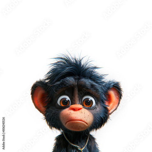 Monkey With Big Eyes and Chain Around Neck. Generative AI