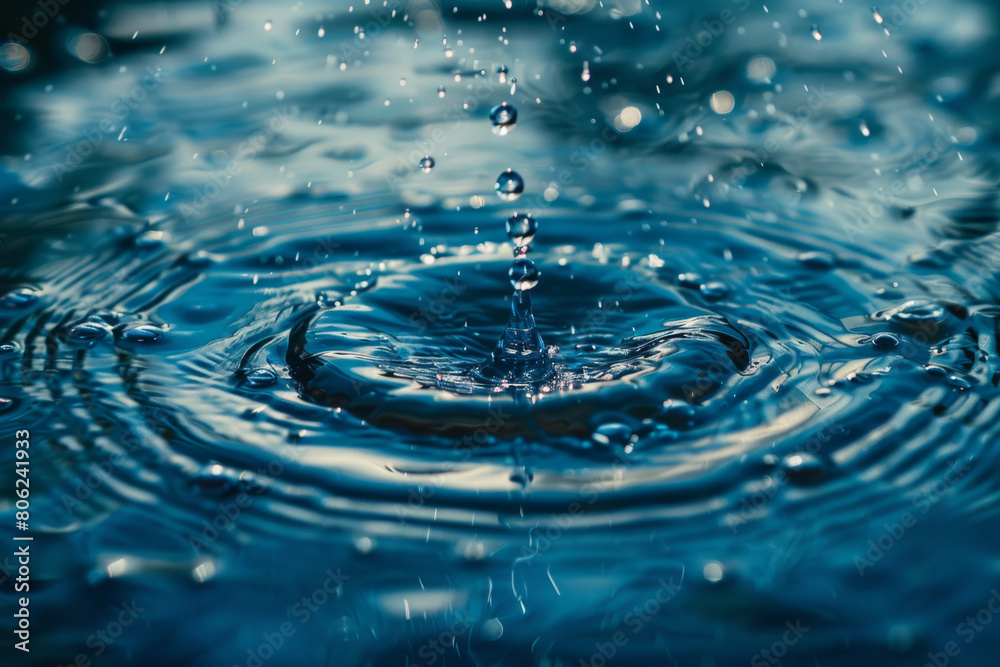 A drop of water falling into a body of water A drop of water falling into a body of water
