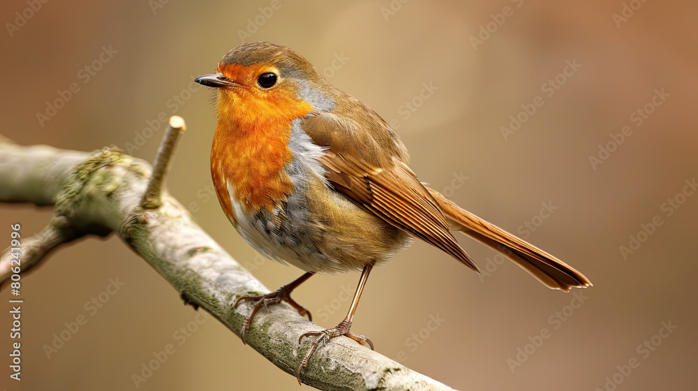 Robin bird on branch Robin bird on branch