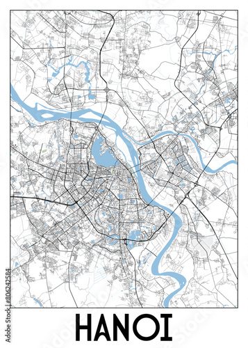 Hanoi, Vietnam map poster art
