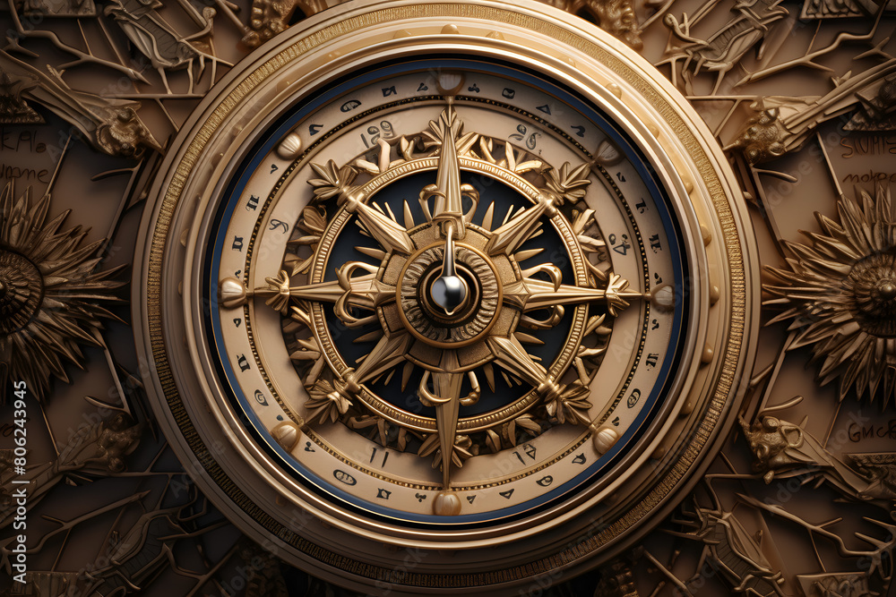 Obraz premium vintage style illustrated compass, cmpass illustration, direction of our earth