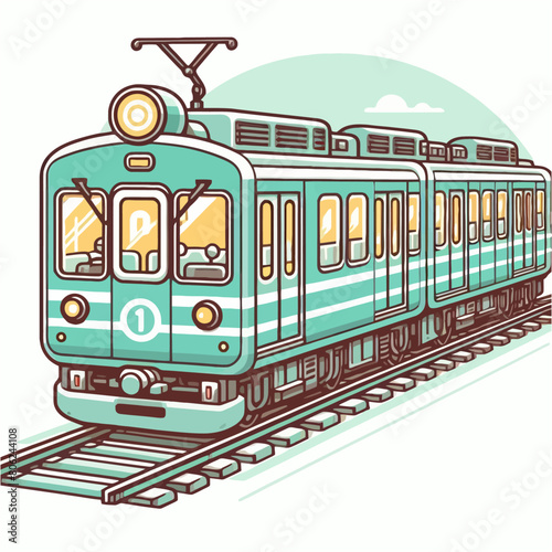 Cartoon art illustration of train
