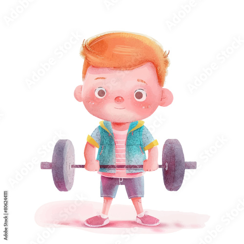man powerlifting white background watercolor