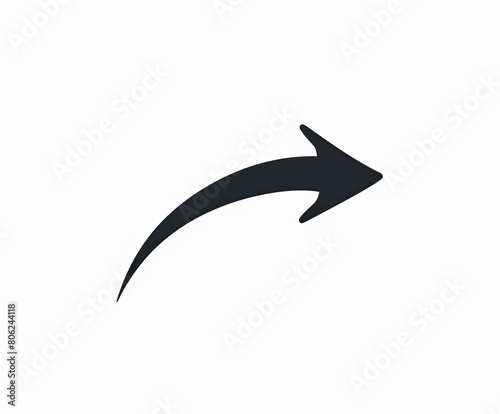 a black arrow with a shadow on a white background