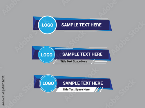 Vector Lower Third for Television News Bar Design Template, Lower Third News and Video Bars Set