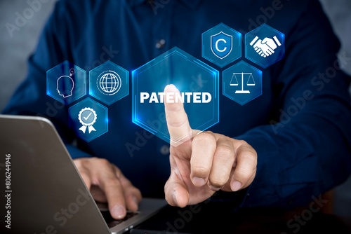 Patented patent copyright law business technology concept.