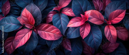 Dark tones enhance the texture of tropical leaves in an abstract pattern.