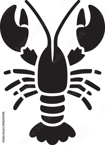 Lobster silhouette on white background. Lobster logo.