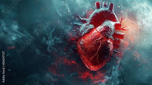 Dramatic Human Heart Illustration in Ethereal Atmosphere