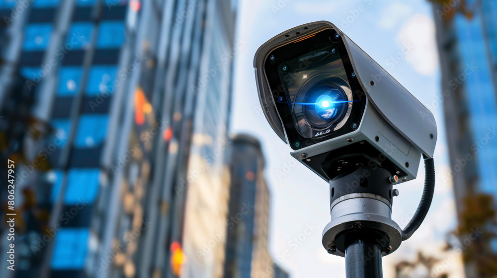 Modern Surveillance Camera in Urban Setting Modern Surveillance Camera in Urban Setting