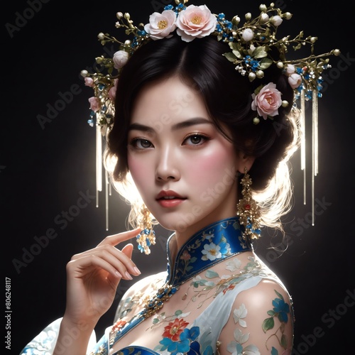 Portrait d'une belle femme asiatique