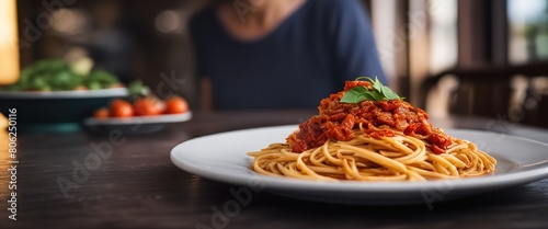 Plate of pasta with tomato sauce