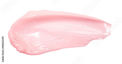 Pink cosmetic cream spread isolated on white, clipping path