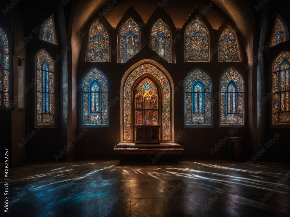 Fototapeta premium A Small Islamic Chapel IlluminatedMoonlight onSerene Night