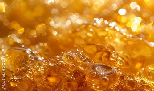 Macro shot of golden bubbles of longleaf pine resin photo