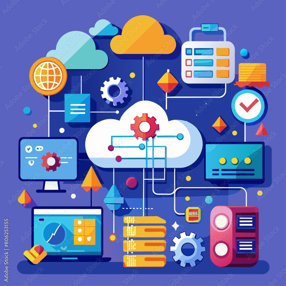 cloud computing concept with icons, Cloud computing and data storage visualizations cloud computing concept with icons, Cloud computing and data storage visualizations