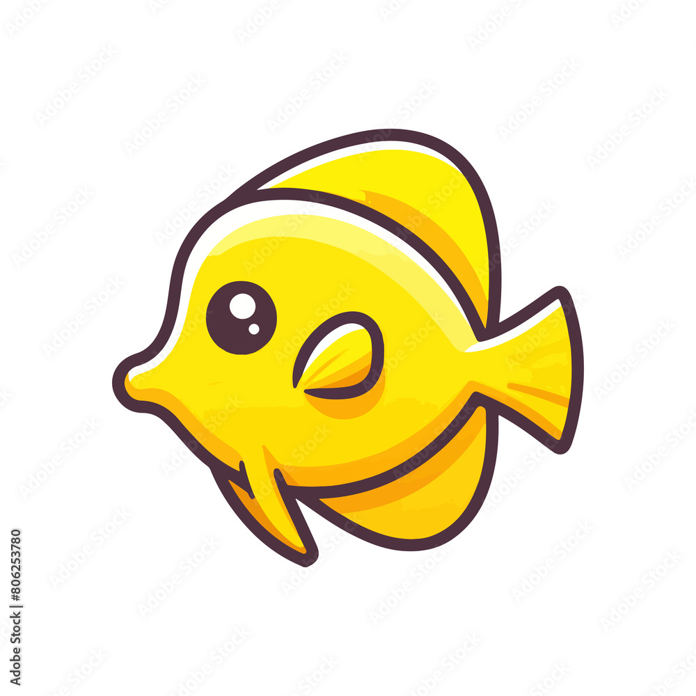 cute icon character yellowtang fish