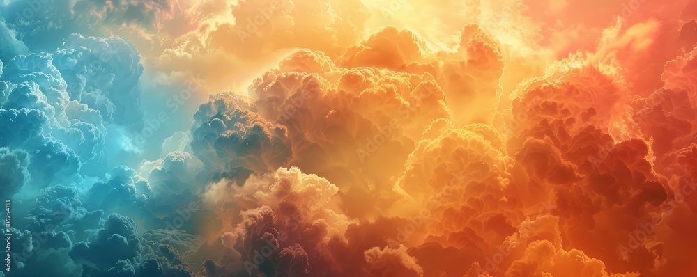 Heavenly background featuring colorful clouds and ethereal shapes and texture. The stormy sky with heaven like quality. Ideal for an abstract background