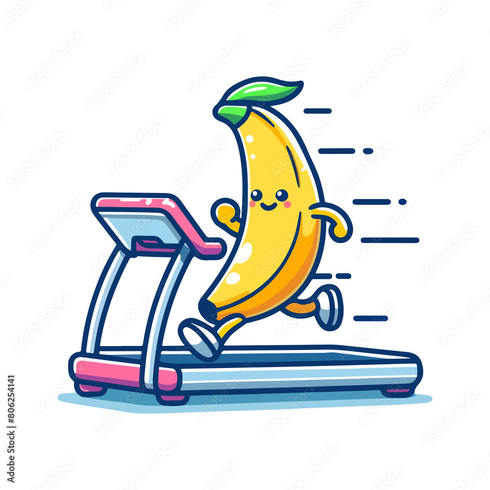 cute icon character banana treadmill cute icon character banana treadmill