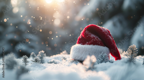 santa claus in the snow background photo