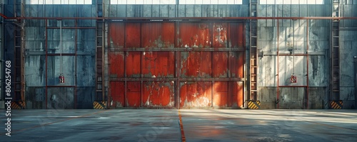 Urban Warehouse with Concrete Surfaces. Empty Space  Empty Hangar with Copy-space.