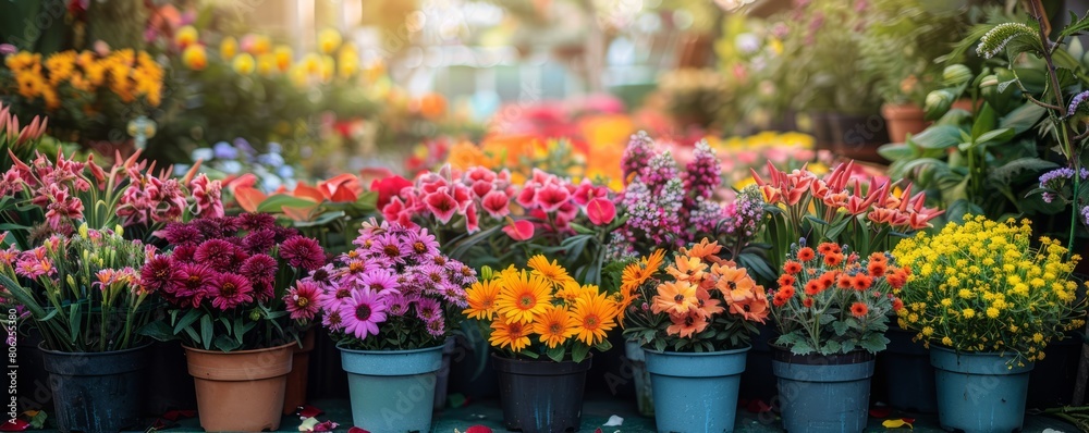 Flowers for sale in garden centre, Augsburg, Bavaria, Germany