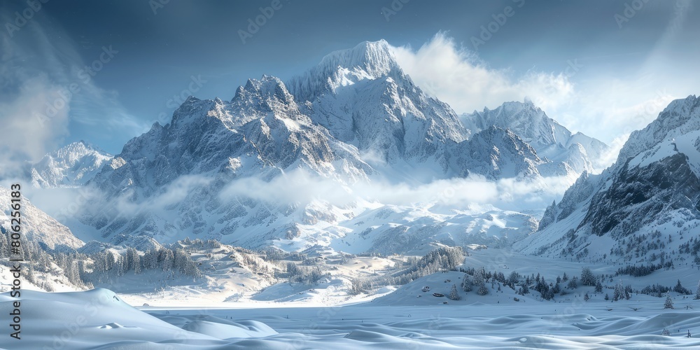 snowcovered winter mountain landscape