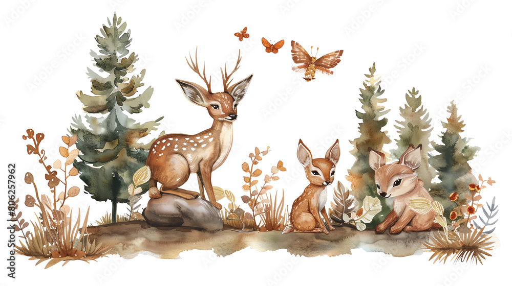 Obraz premium The image shows a group of animals in the forest