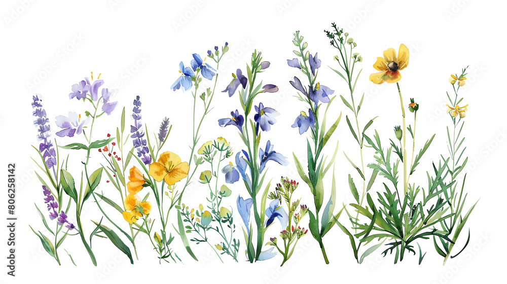 The image shows a variety of flowers in full bloom