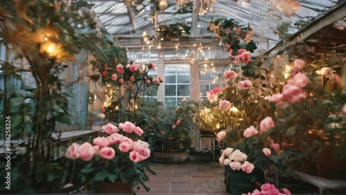 Wallpaper Mural Greenhouse filled with blooming roses. Lush indoor garden with vibrant flowers. Concept of horticulture, green environment, botany education, natural beauty. Motion Torontodigital.ca