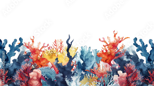 Underwater world with bright and colorful corals and tropical fish. photo
