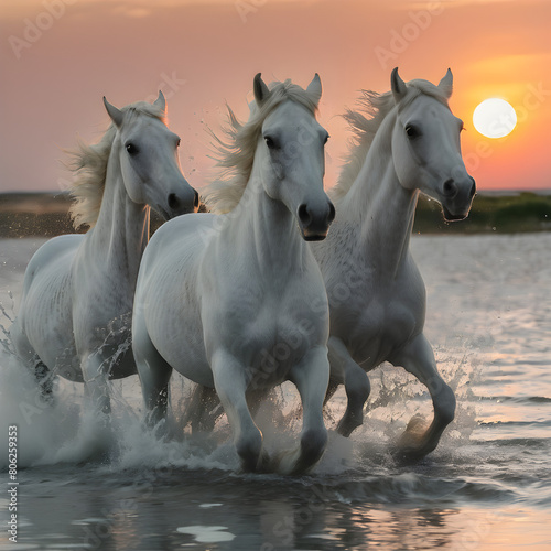 two horses on the beach