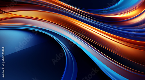 3D render  abstract colorful background with waves of liquid metal in blue and gold colors  fluid shapes  fluid design