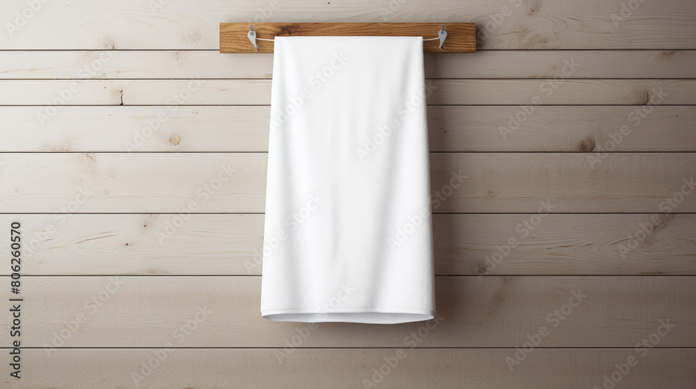 Hanging towel. White cotton Towel Mockup, generative AI