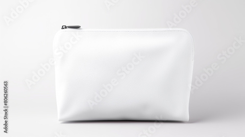 Blank white makeup bag, mock up, front facing view, generative AI