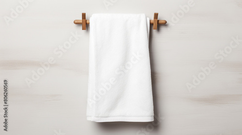 Hanging towel. White cotton Towel Mockup, generative AI