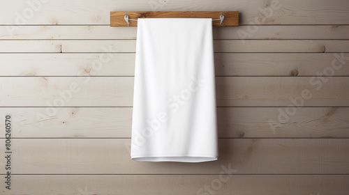 Hanging towel. White cotton Towel Mockup, generative AI