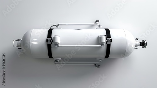 A hospital oxygen tank isolated on a white background. photo