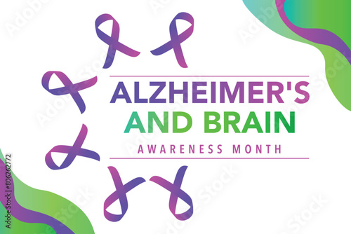 Alzheimer's and Brain awareness month is observed every year in June. it is an irreversible, progressive brain disorder that slowly destroys memory and thinking skills. Vector illustration