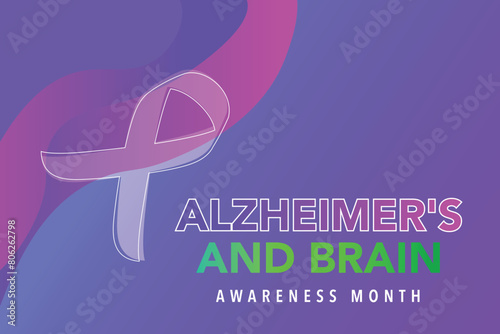 Alzheimer's and Brain awareness month is observed every year in June. it is an irreversible, progressive brain disorder that slowly destroys memory and thinking skills. Vector illustration