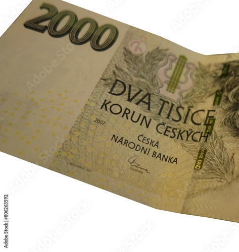 2000 Czech koruna CZK legal tender of the Czech Republic banknote.