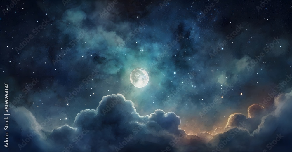 Fototapeta premium starry night sky background, glittering stars, nebula, galaxy outer space wallpaper