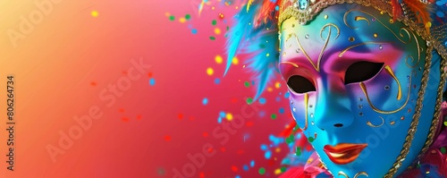 bright multicolored carnival mask, festival and entertainment concept, space for text © Sanych
