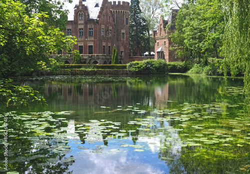 Beautiful historic german water castle named Schloss Pfaffendorf in Bergheim