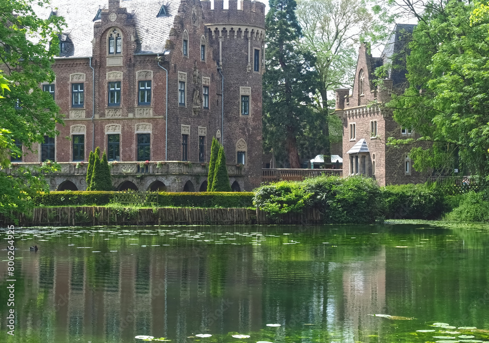 Beautiful historic german water castle named Schloss Pfaffendorf in Bergheim