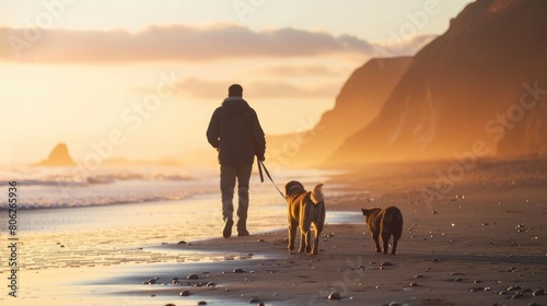 Adorable scenes of pets and owners sharing adventures: hiking trails, beach strolls, a bond strengthened by exploration and companionship. photo