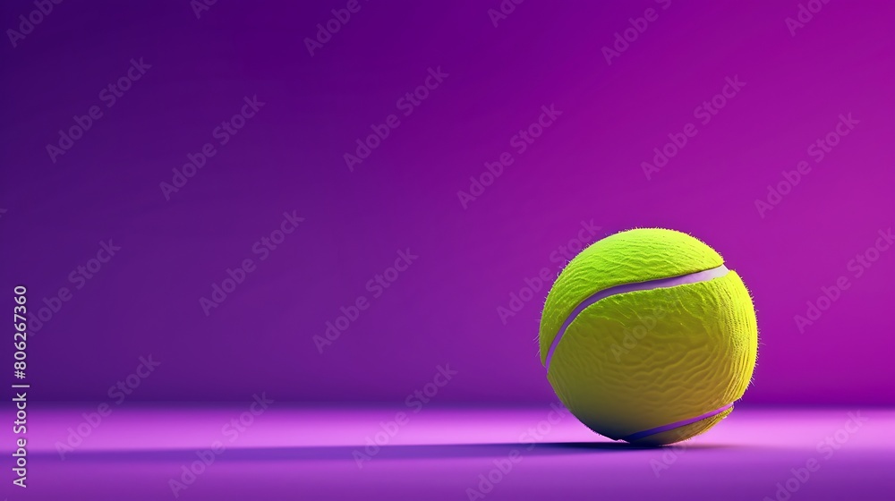 A tennis ball on a purple background, mobile wallpaper, hyper realistic in the style of yellow color,