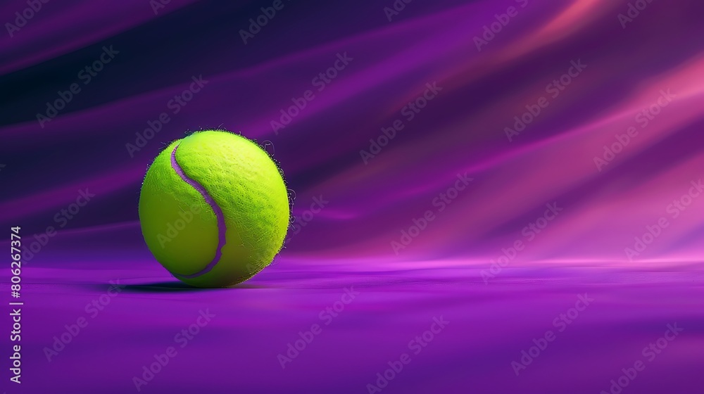 A tennis ball on a purple background, mobile wallpaper, hyper realistic in the style of yellow color,