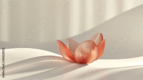 a petal, earth tone gradient, minimalist, white background, frosted glass, ultra-minimalist look, white background